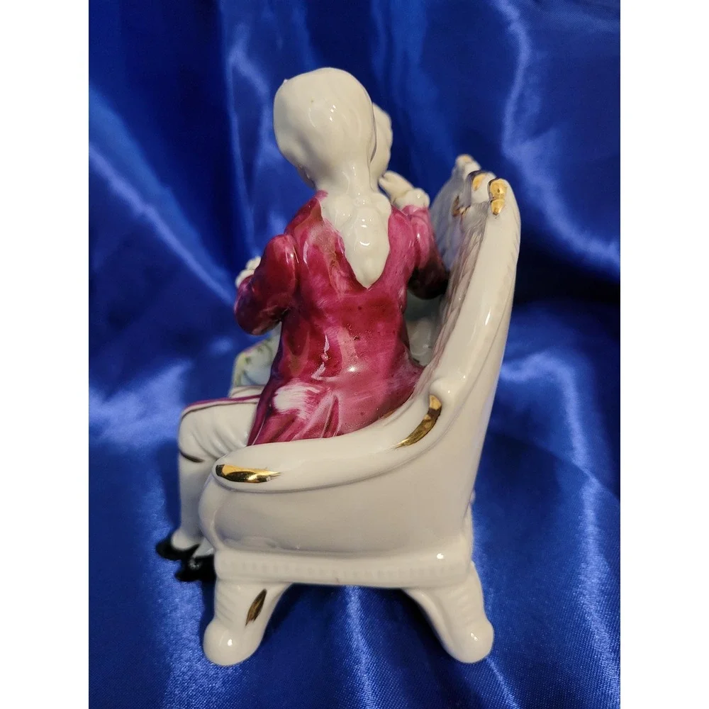 Victorian Style Midcentury Man and Woman on a Settee Bloor Italian Gift Ltd